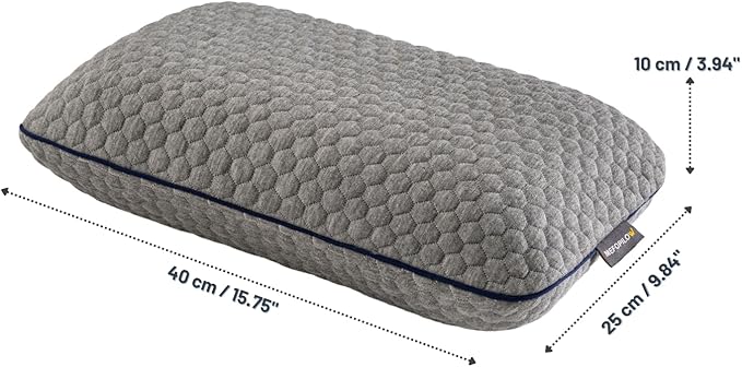 Memory Foam Travel Pillow with Washable Cover & Carry Bag – Compact, Soft & Breathable Neck Pillow for Airplane, Camping & Car (Gray- with Extra Gray Cotton Cover, 15.7x9.8x3.9 inches)