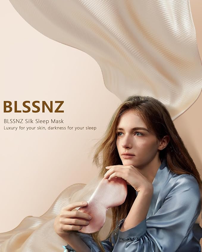 Silk Sleep Mask for Women - Soft Breathable Organic Natural Mulberry Silk Fabric Blackout Eye Mask for Sleeping with Adjustable Straps No Pressure Eye Mask for Travel Essentials Gifts (Pink)