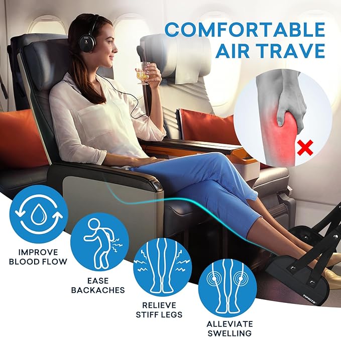 Airplane Foot Hammock Made with Premium Memory Foam, Portable Foot Rest with Comfortable No Clashing Base, Foot Sling Travel Essentials to Reduce Swelling and Soreness, Gifts for Travelers