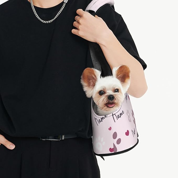 Personalized Dog Carrier with Name, Custom Pet Carrier, Portable Puppy Carrier Purse Sling Hangbag for Puppy Small Dogs Cats, Custom Soft Sided Pet Carrier Purse Pet Bag for Travelling Hiking Outdoor