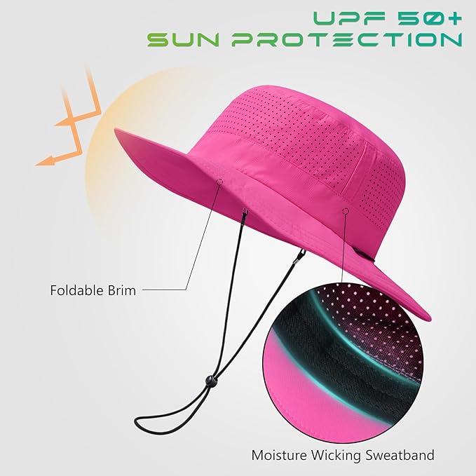 UPF 50+ Bucket Sun Hat with Laser Perforated Mesh Cooling Adjustable Breathable Lightweight for Outdoor Men Women