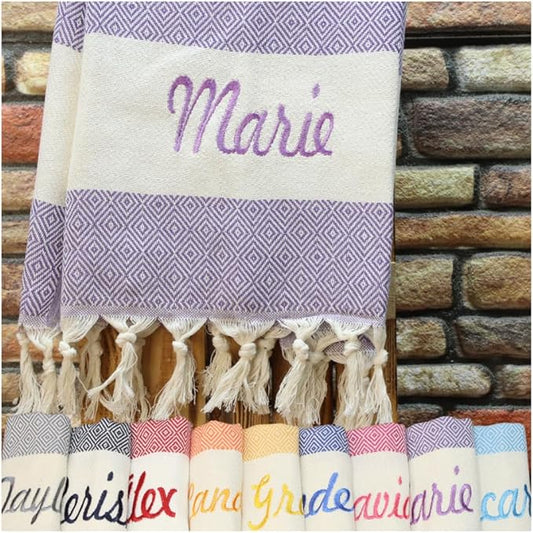 40x70, Personalized Beach Towel, Beach Bachelorette, Personalized Gifts, Bridesmaid Gifts, Girls Trip, Gift for Her, Wedding Gifts, Home Decor, Bridal Party, Beach Towel (Purple)