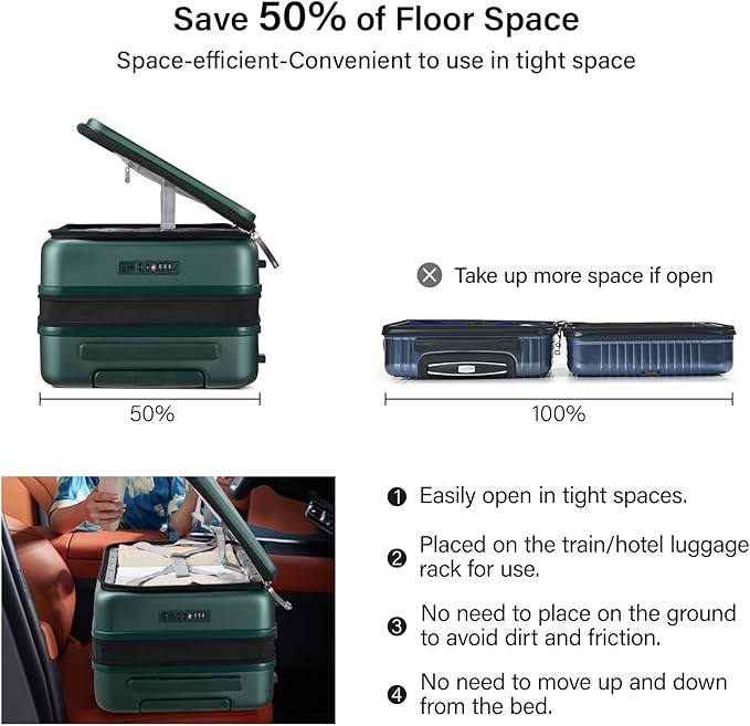 Hanke Hardside Expandable Carry On Luggage, 20 Inch Top Opening Trunk Luggages with Spinner Wheels, All-PC Hard Shell Carry-On Suitcase, Lightweight & TSA Airline Approved (Blackish Green, 46L)