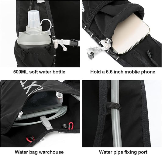 INOXTO Running Hydration Vest Backpack,Lightweight Insulated Pack with 1.5L Water Bladder Bag Daypack for Hiking Trail Running Cycling Race Marathon for Women Men