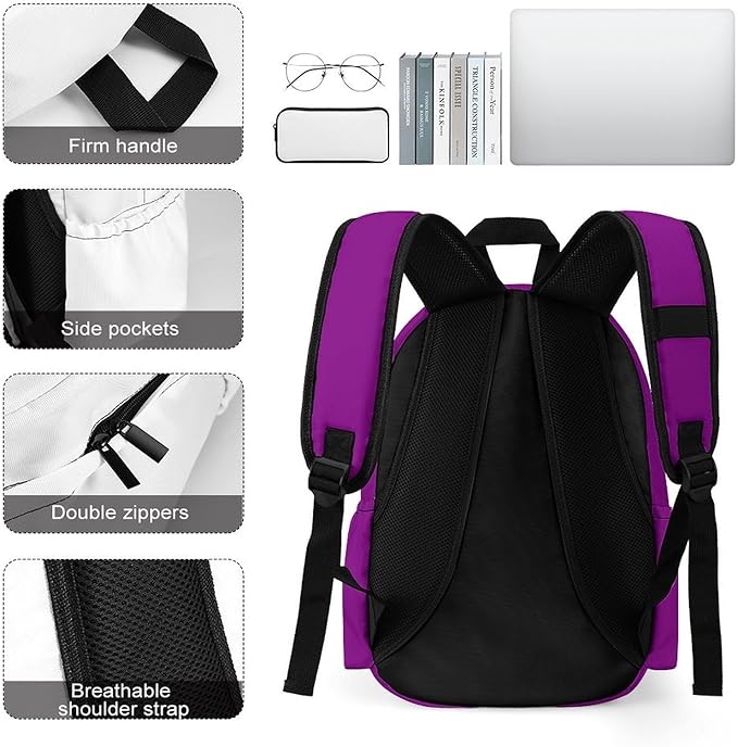 Purple Backpack Adult Travel Daybag for Women Men College Backpack for Vacation Hiking Camping Bag