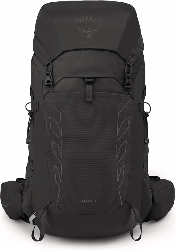 Osprey Talon 33L Men's Lightweight Hiking Backpack - Daypack for Travel & Camping, Black/Coal Grey, Extended Fit