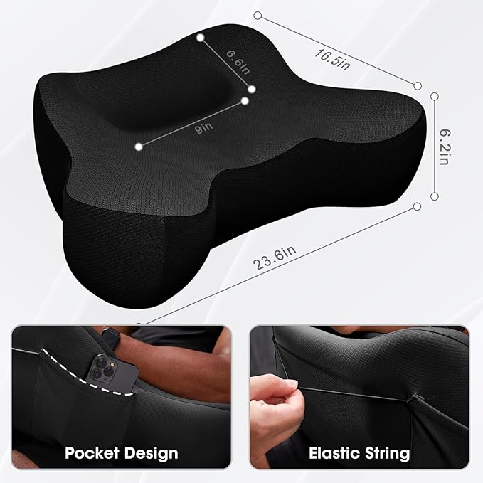 Lap Desk, Reading Pillow, Laptop Pillow for Lap, Portlands Portable Desk Pad for Bed, Couch, Car (Black)