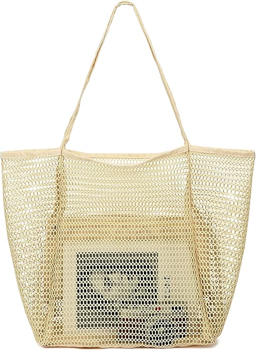 Mesh Beach Bag for Women, Casual Hobo Bags Large Beach Tote for Pool Travel Cruise Vacation Essentials