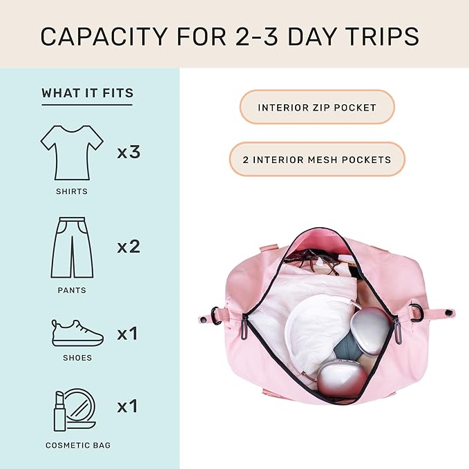 Jadyn Lola Travel Bag, Weekender/Overnight Duffel, Gym Tote Bag for Women, Men