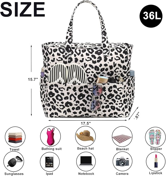 Bluboon Waterproof Beach Tote Pool Bags for Women Ladies Extra Large Carry On Bag With Wet Compartment for Weekender Travel
