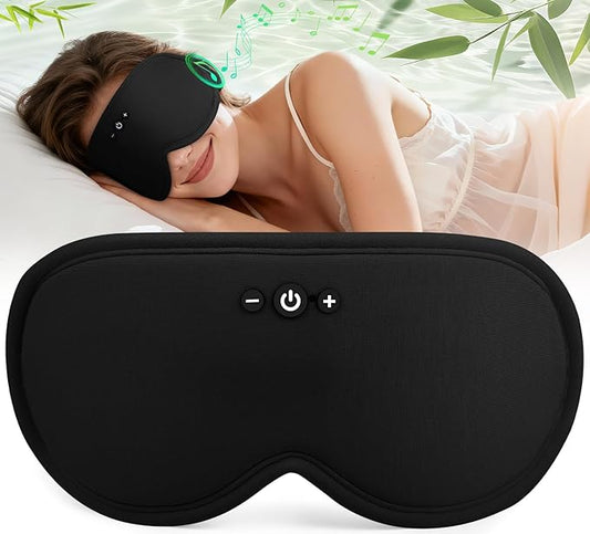 MUSICOZY Bamboo 3D Bluetooth Sleep Mask Headphones, Ultra-Soft Bamboo Fiber Wireless Sleep Headphones, Ultra-Thin Speakers, Double-Layer Detachable Eye Mask for Side Sleepers, Gifts for Men Women