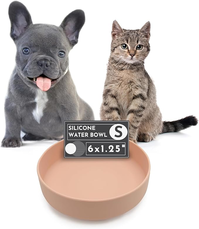 Should We Go? Dog Water Bowl - The Perfect Dish No-Spill, Less Mess Non-Tippable Water & Food Bowl, Pure Silicone with Suction Cup, Fits 2 Cups 6” Across x 1.25” Tall, Ideal for All Pets, Small-Blush