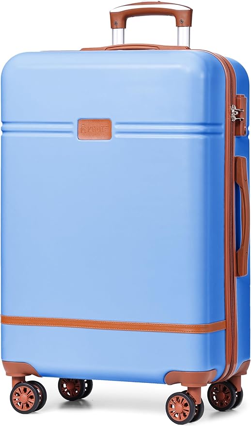 Krute Carry On Luggage Sets 3 Pieces Suitcase Set Hard Shell PC+ABS Airline Approved Suitcases with Spinner Wheels TSA Approved 20 Inch Luggage (BlackBrown)