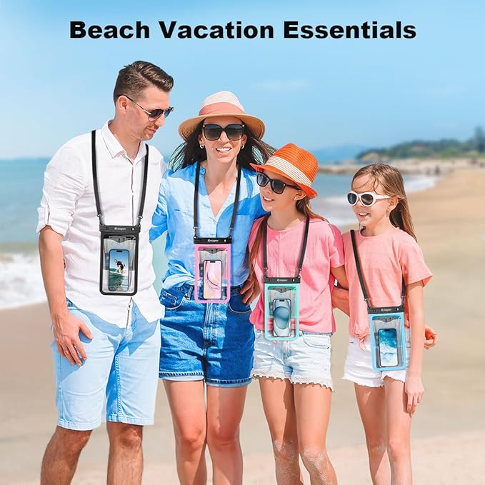 [Up to 10"] Large Waterproof Phone Pouch Bag - 2 Pack Waterproof Phone Case for iPhone 17 16 15 Pro Max Galaxy S25 S24 Ultra, IPX8 Cellphone Water Protector Pouch Beach Essentials Travel Must Haves