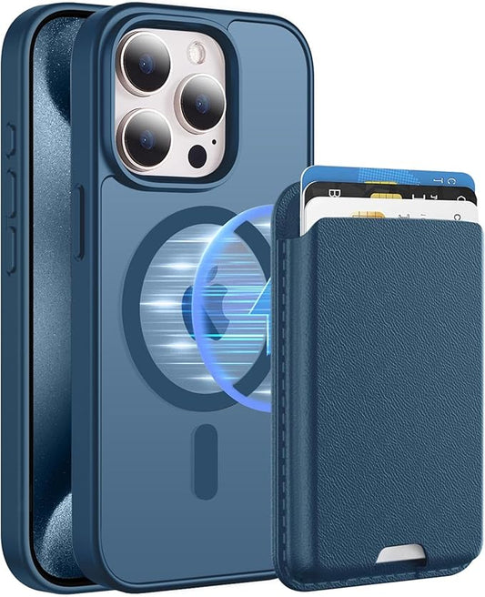 Ntwinro Magnetic for iPhone 15 Pro Max Case (Compatible with MagSafe) with Detachable Wallet & Card Holder for 3 Cards [RFID Blocking] Military Grade Protective Slim Phone Cover, Deep Blue