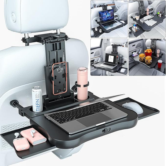 Car Table for Back Seat Passenger, Desk with Drink Holder and Mobile Phone Holder, Multifunctional Dining Table for Children Adults Foldable Adjustable Load Capacity