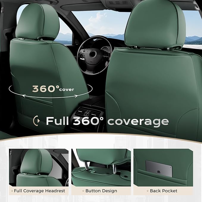 Coverado Seat Covers, Car Seat Covers Front Seats, Car Seat Cover, Car Seat Protector Waterproof, Car Seat Cushion Nappa Leather, Seat Covers Carseat Cover Universal Fit for Most Cars
