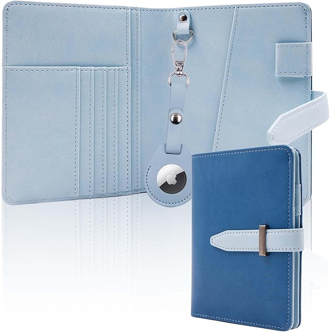 Deziliao Passport wallets, Mulit-purpose RFID Blocking Passport Holder AirTag Wallet, Travel Wallet (Blue)