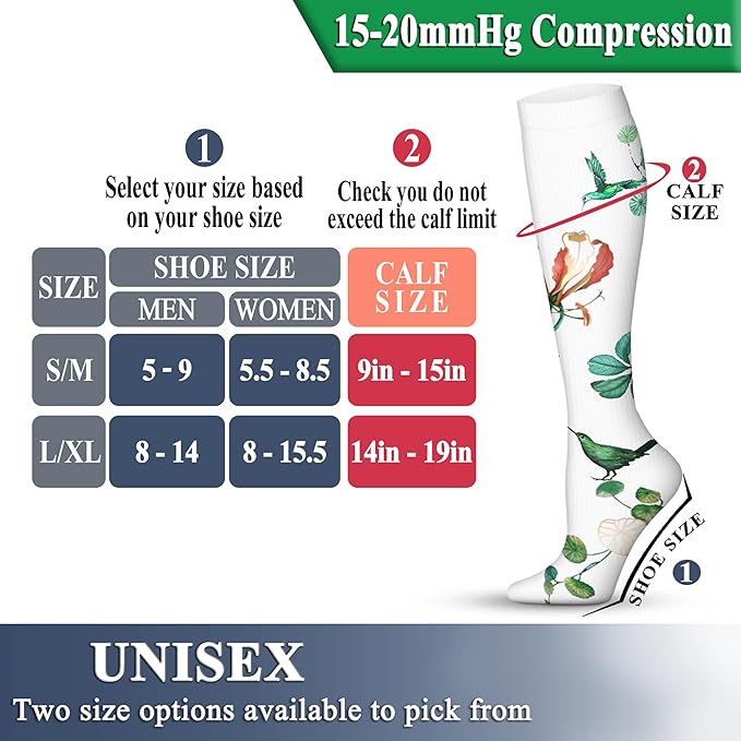 QUXIANG Copper Compression Socks for Women & Men Circulation (8 Pairs) - Best for Running Athletic Cycling - 15-20 mmHg