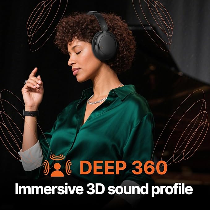 VOKALEN Hyper GO Wireless Over-Ear Noise Cancelling Headphones with Mic, 60H Playtime, Bluetooth Headset, Hi Res Audio, Deep360 Spatial Audio, Ultra-Lightweight for Travel, Work, Study (Pink)