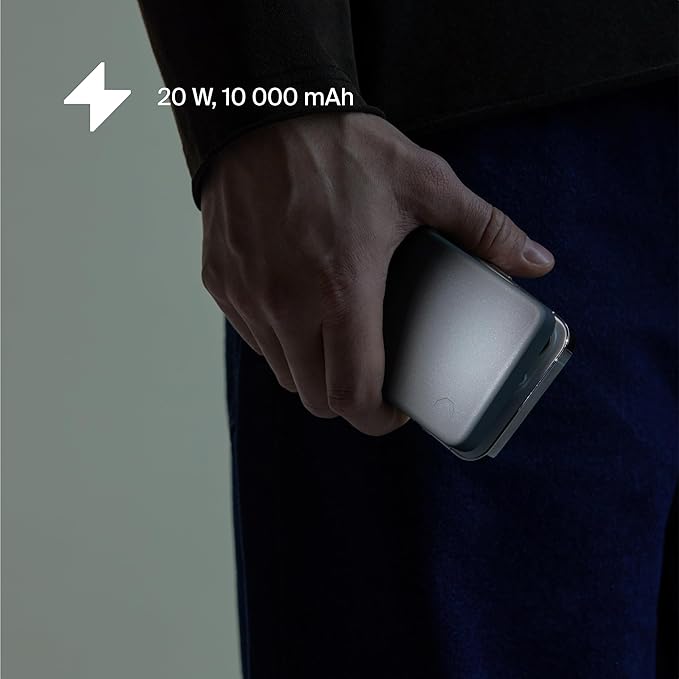 Clemm Portable 10000 mAh Wireless Power Bank, Travel Essential, Quick Charging for iPhone 16/15/14/13/12/11/X, Samsung Galaxy, iPad, Google Pixel & More - USB-C × 1 & USB-A × 1, Graphite