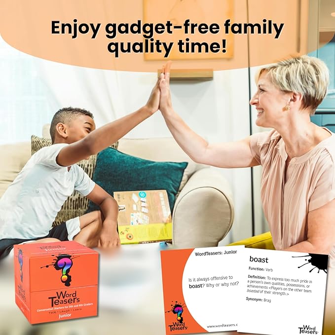 ? WORD TEASERS Junior - Vocabulary Word Game for Kids 8+ - Fun Family Conversation Starters - Reading Games for Elementary & Middle School - 150 Vocabulary Flash Cards/Conversation Cards