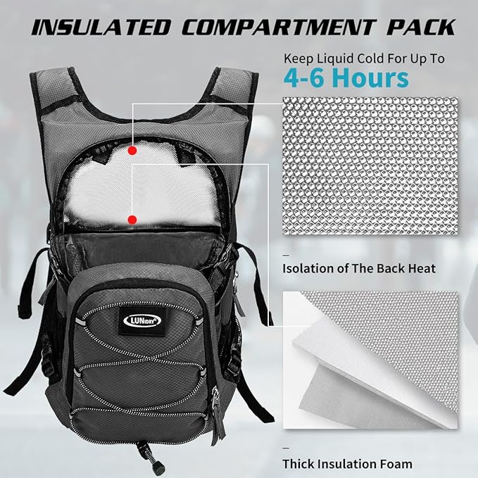 Hydration Backpack with 3L Water Bladder, Insulated Running Hydration Pack Hydropack, Lightweight Water Backpack for Hiking Cycling Camping Biking for Men Women