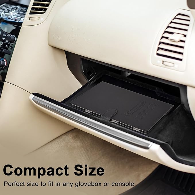 RSAquar Car Registration and Insurance Holder, Vehicle Glove Box Organizer Cool Car Accessories, Car Document Holder for Cards, Driver License & Essential Document, JD-Black