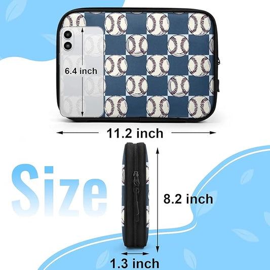 Sports Baseball Travel Cable Organizer Pouch Balls Electronics Accessories Carry Case Portable Water Resistant Storage Bag for Cord Charger Phone Earphone SD Card