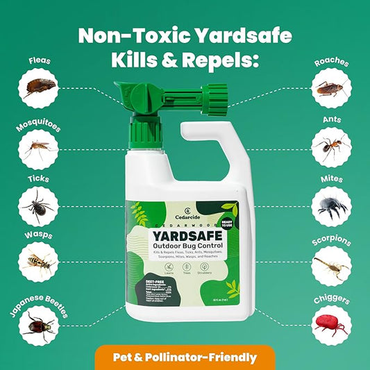 Cedarcide YardSafe | Kills & Repels Mosquitoes, Ticks, Fleas, Mites & More with Natural Essential Oils | Family & Pet-Safe | Eco-Friendly | 1 Quart (32 Oz.)