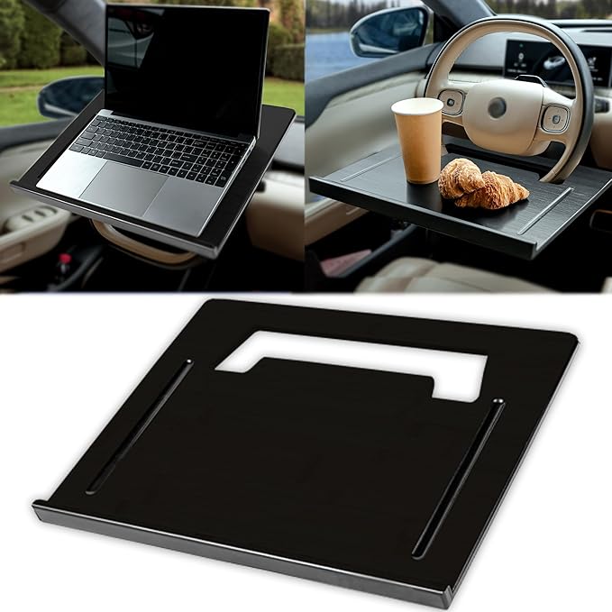 Essential Steering Wheel Tray - Car Table for Meal, Multipurpose Steering Wheel Table for Travelers, Table and Laptop Holder, Laptop Tray for Work