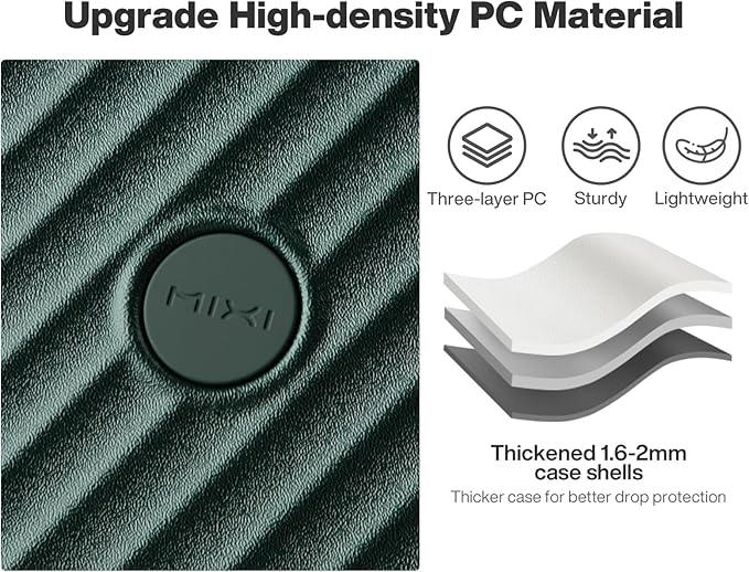 mixi 20 Inch Expandable Carry On Luggage PC Hard Shell Suitcase Top Opening Rolling Travel Suitcases with Spinner Wheels & TSA Lock, Blackish Green