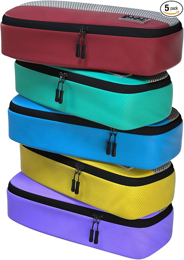 Slim Packing Cubes for Suitcases - 5 Pcs set of Packing Cubes for Travel Carry on Suitcase Organizer Bags - Travel Cubes Organizer Bags for Luggage