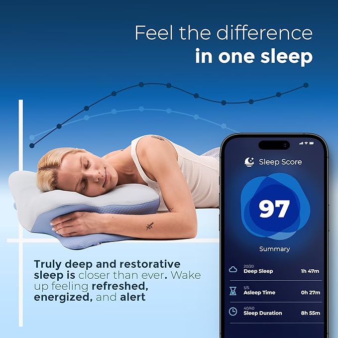 Derila Ergo Pillowcase Cervical Neck Pillow for Sleeping Pillow Case Contour Memory Foam Pillows for Back, Side Sleeper (Pillowcase - 21.25 x 14.17 x 4.72 in) Pillow Case only