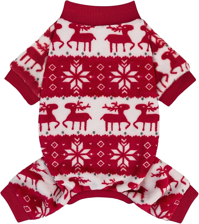 XPUDAC Christmas Dog Sweater Fleece Dog Pajamas for Small Medium Dogs Girl Boy Winter Puppy Clothes Holiday Puppy Onesie Cat Pjs Jammies, M
