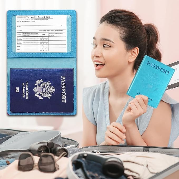 Sizobi Leather Passport Holder - Covers Case With Card Slot, Luggage Tag, International Travel Essentials for Women & Men, Cruise Ship Must-Haves, Travel Gifts