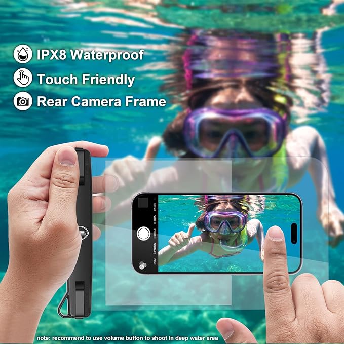 [Up to 10"] Tekcoo Large Capacity Waterproof Phone Case IPX8 [2-Pack] Clear Pouch Lanyard Vacation Dry Bag for iPhone 17/16/15/14/13/12 Pro Max/Pro/Air/SE, Galaxy S25/S24 FE/S23/S22/A17/A15/A14/A36