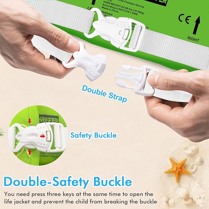 Chriffer Kids Swim Vest Life Jacket for 30-55 Pounds Boys and Girls, Toddler Floaties with Shoulder Harness Arm Wings for 2,3,4,5,6,7 Years Old Baby