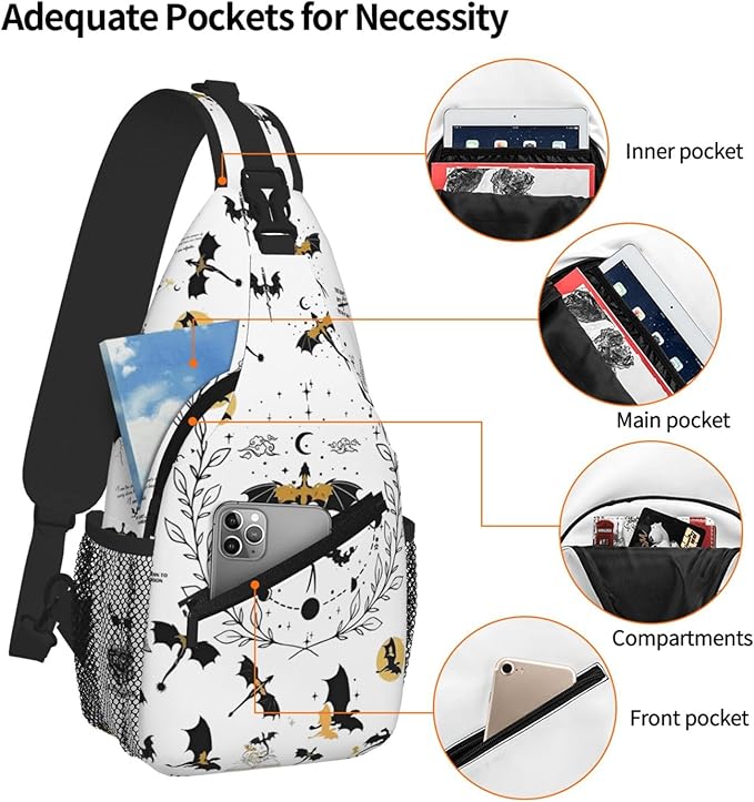 Fourth Dragon Wing Crossbody Bag Trendy Sling Bag Bakpack Casual Chest Bags Daypack For Hiking Walking Travel Running(2)