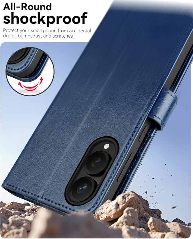 OCASE Compatible with Galaxy S25 Edge Wallet Case, PU Leather Flip Folio Case with Card Holders RFID Blocking Kickstand [Shockproof TPU Inner Shell] Protective Phone Cover 2025, Blue