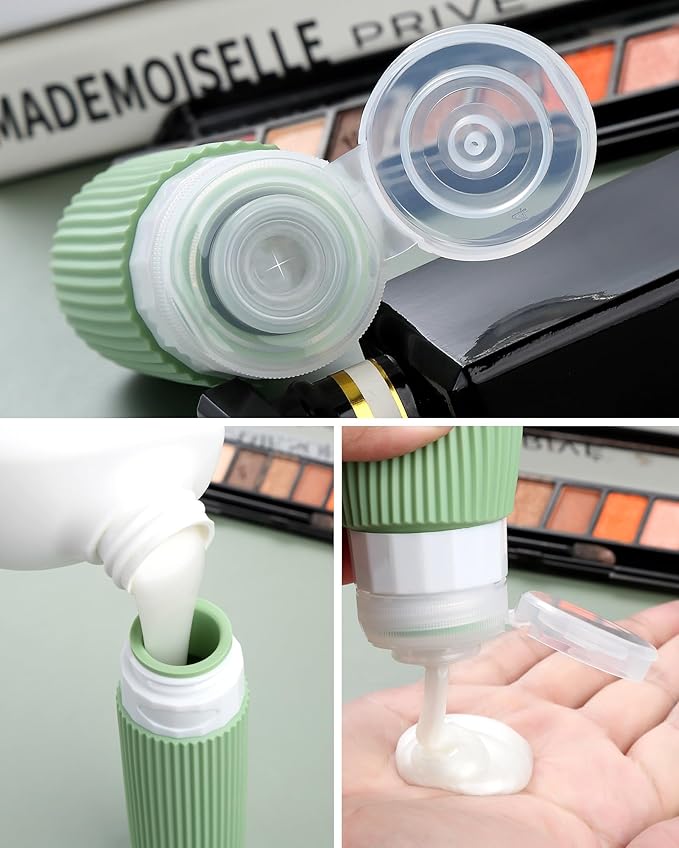 Travel Bottles 8 Pack, TSA Approved 3 oz Travel Containers with Clear Bag, Leak Proof Silicone Squeezable Essentials Jars