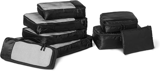 Amazon Essentials Ultralight packing Cubes Packing Organizer black 8 pack Black