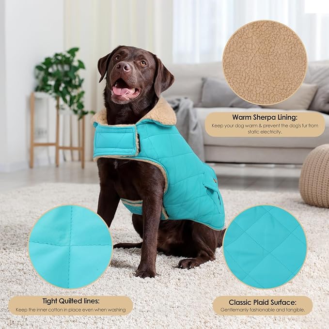 Dog Winter Coat for Small Dogs, Puppy Solid Jacket, Pet Warm Coat for Cold Weather, Windproof Pets Thickened Outfits Garments Indoor Outdoor, Blue XS