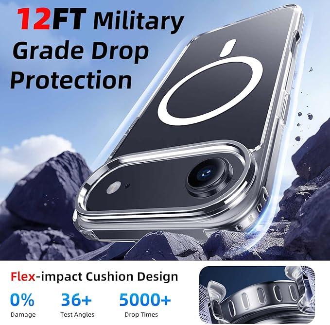 Ntwinro Magnetic for iPhone Air Clear Case (Compatible with MagSafe) with White Detachable Wallet & Card Holder for 3 Cards [RFID Blocking] Military Grade Protective Slim Phone Cover for 17 Air 2025