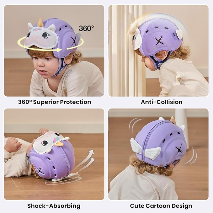 Mambobaby Baby Head Protector Baby Helmet for Crawling Walking，Extra-Thick Deep Forehead Padding, Ultra-Lightweight Breathable, Toddler Helmet 6-24 Months-Unicorn