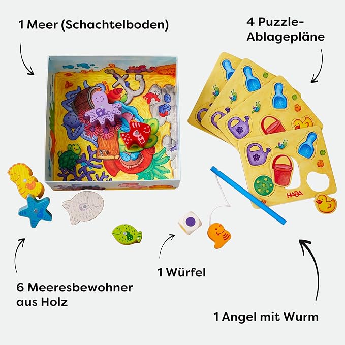 HABA Magnetic Fishing Game - Here Fishy Fishy, My Very First Games Learning Toys & Preschool Toys for Ages 2 and Up, German Box