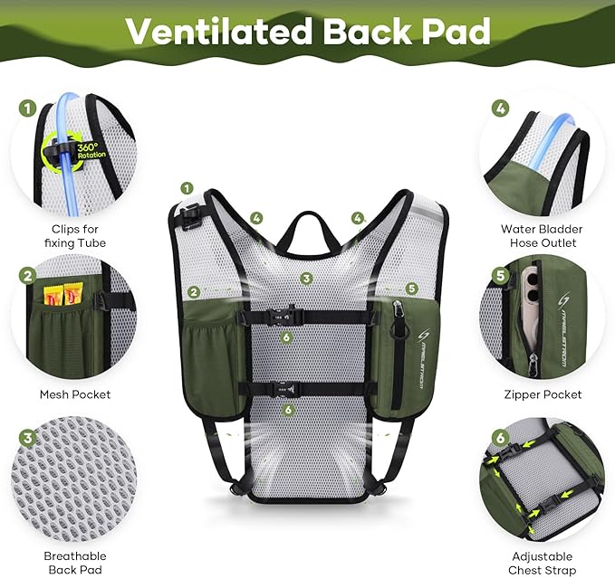 Maelstrom Running Hydration Vest, Hiking Backpack with 2L Water Bladder for Cycling Rave for Men Women