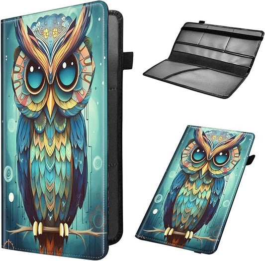 Car Registration & Insurance Holder, Leather Glove Box Organizer, Cool Accessories for ID, Driver's License Cards & Essential Documents, Business Cards, Men & Women, Fantasy Owl