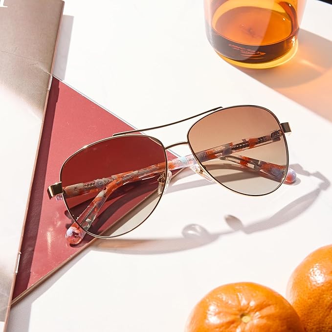 CARFIA Retro Trendy Pilot Sunglasses for Women Polarized UV Protection, Lightweight Outdoor Driving Lady Sunnies Metal Frame