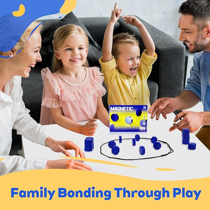 Magnet Game with String, 24 Magnets Magnetic Chess Game for Kids & Adults, Puzzle Strategy Board Games for Family Night, Travel, Party & Camping﻿